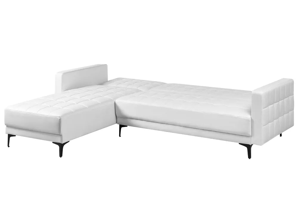 Modular Corner Sofa Bed 4 Seater Faux Leather White Right Hand Denby