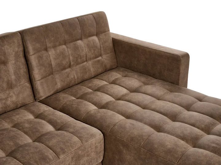 Modular Corner Sofa Bed 4 Seater Faux Leather Brown Left Hand Denby