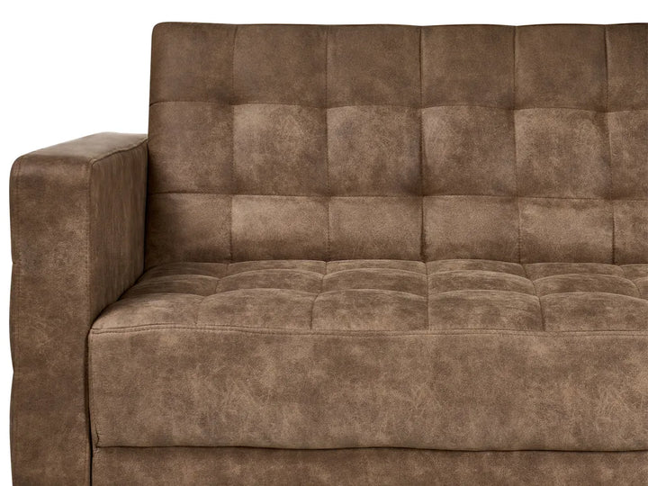 Modular Corner Sofa Bed 4 Seater Faux Leather Brown Left Hand Denby