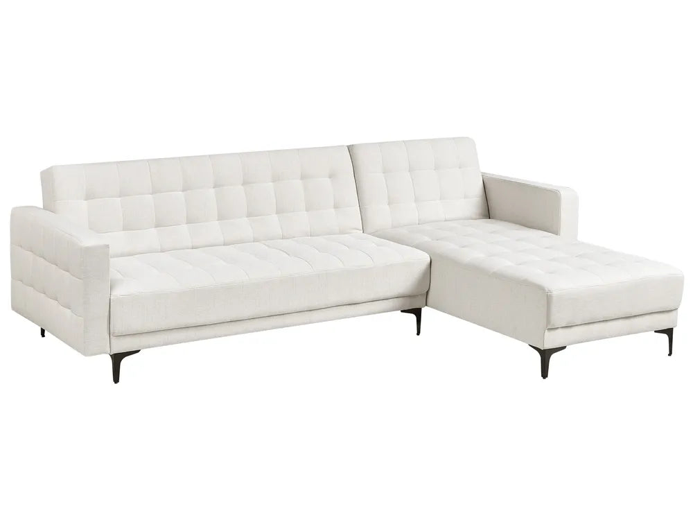 Modular Corner Sofa Bed 4 Seater Fabric Off-White Left Hand Denby