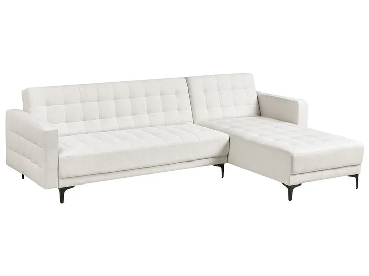 Modular Corner Sofa Bed 4 Seater Fabric Off-White Left Hand Denby