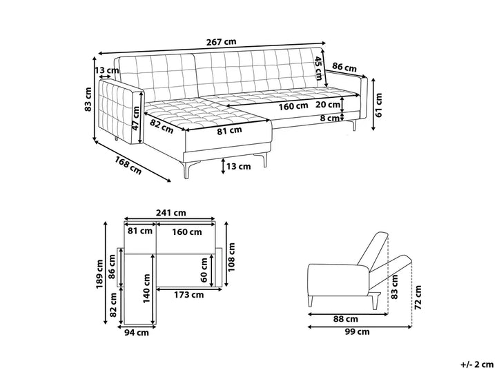 Modular Corner Sofa Bed 4 Seater Fabric Off-White Right Hand Denby