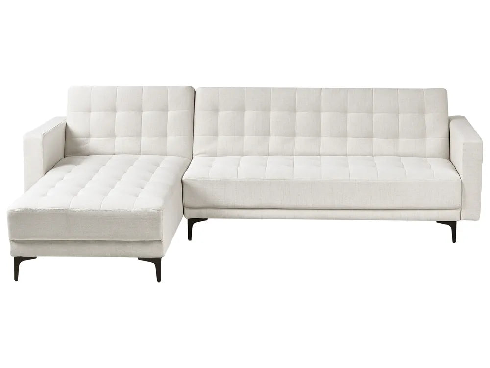 Modular Corner Sofa Bed 4 Seater Fabric Off-White Right Hand Denby
