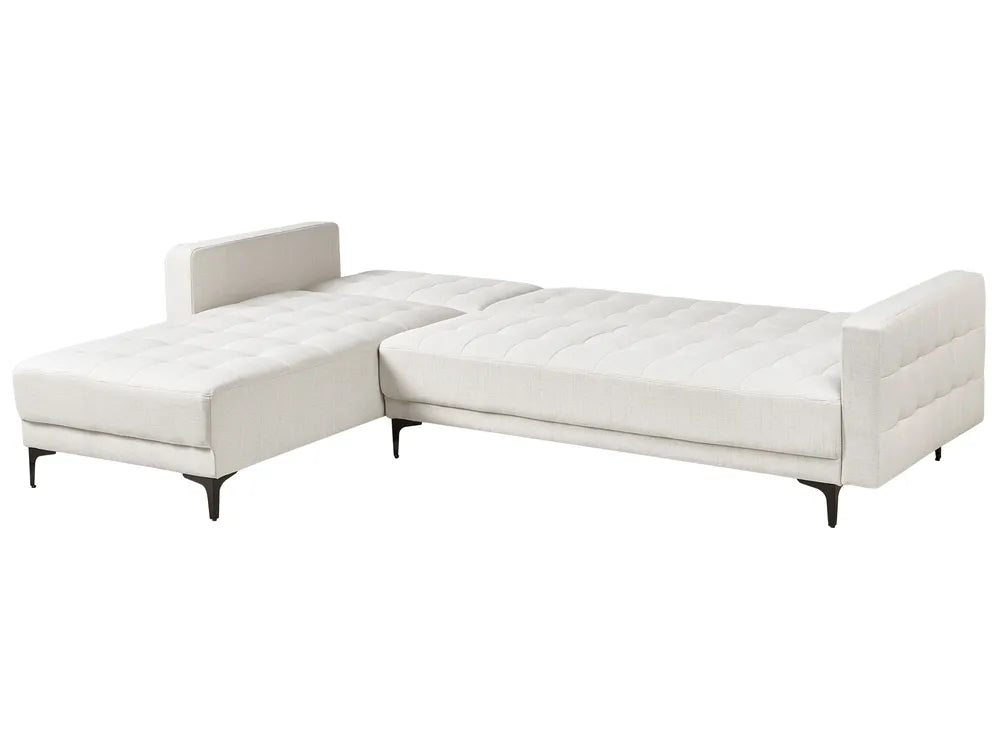Modular Corner Sofa Bed 4 Seater Fabric Off-White Right Hand Denby