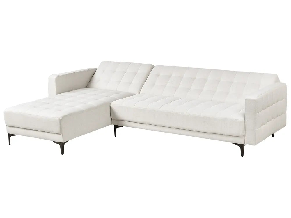 Modular Corner Sofa Bed 4 Seater Fabric Off-White Right Hand Denby
