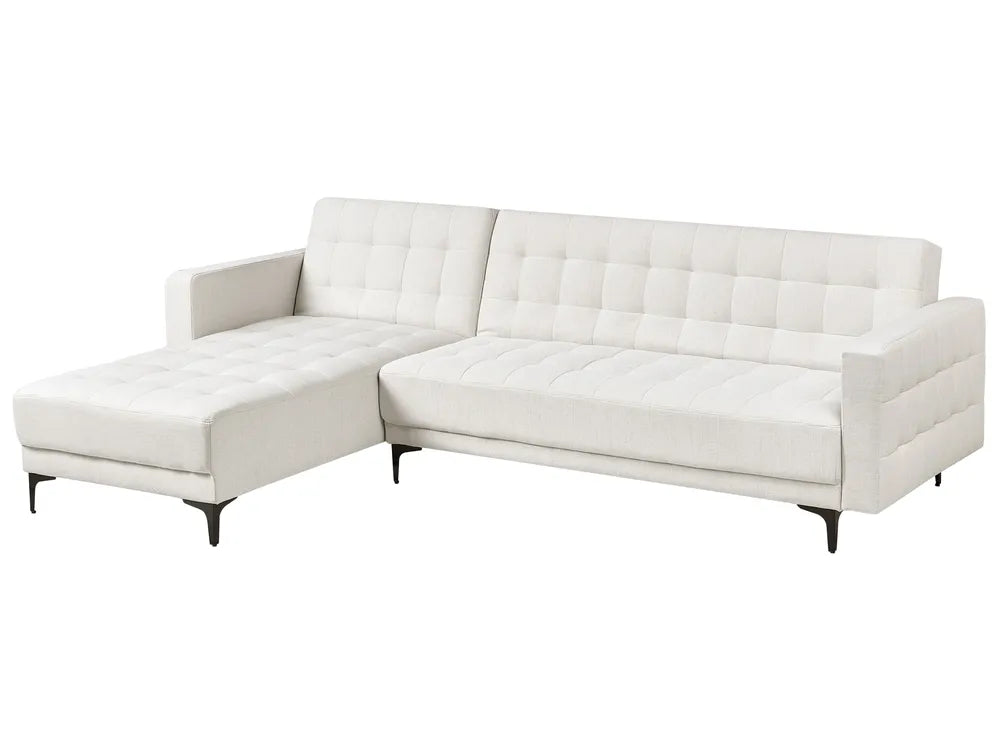 Modular Corner Sofa Bed 4 Seater Fabric Off-White Right Hand Denby