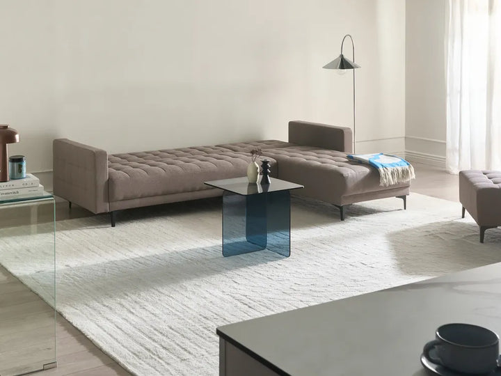 Modular Corner Sofa Bed 4 Seater Fabric Taupe Left Hand Denby