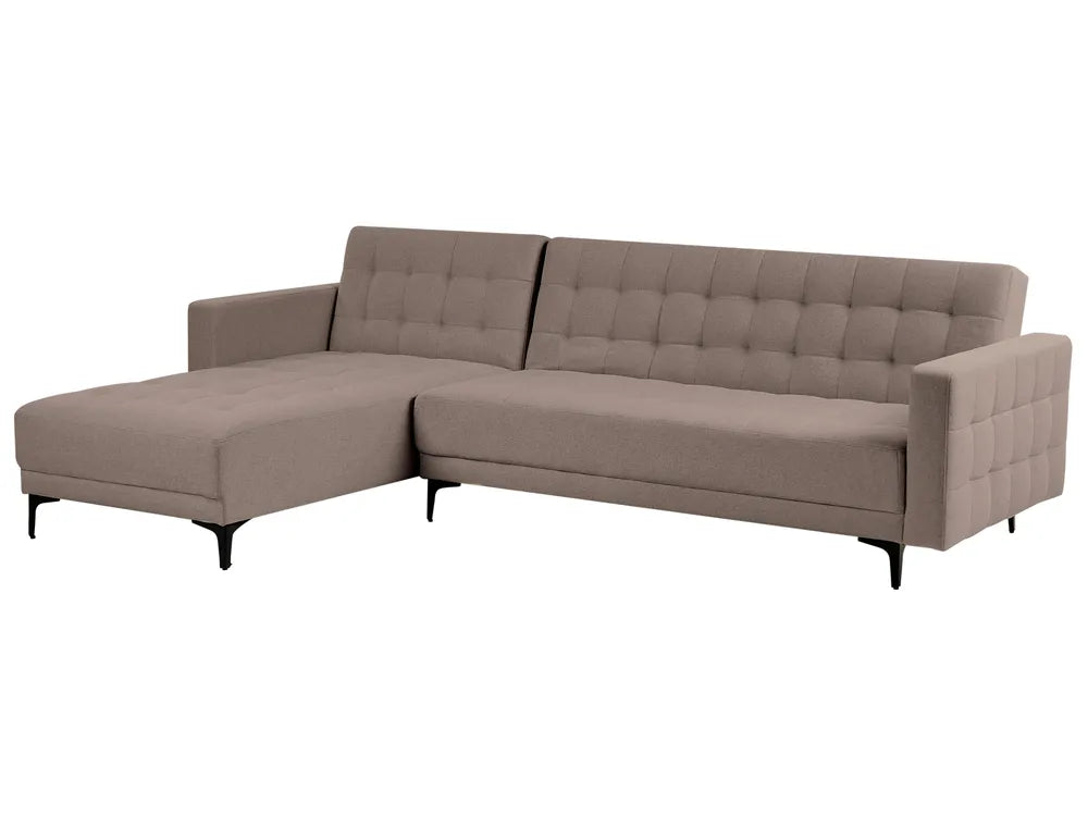 Modular Corner Sofa Bed 4 Seater Fabric Taupe Right Hand Denby