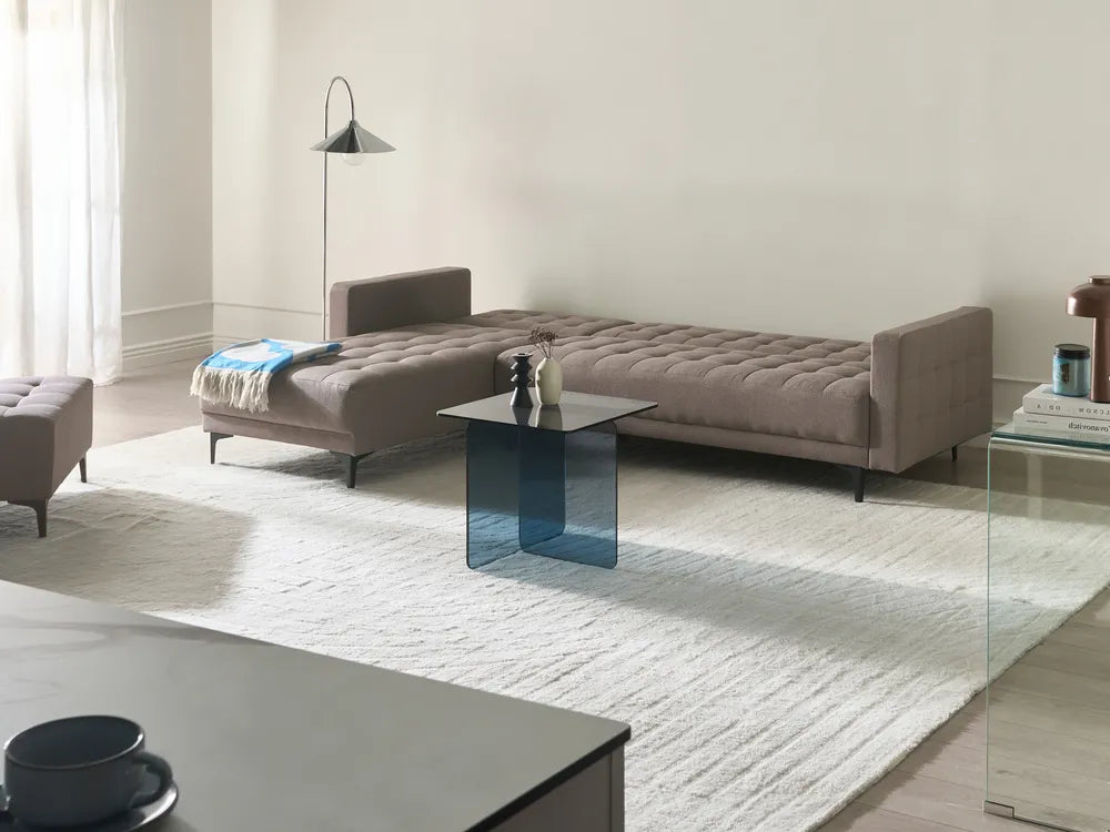 Modular Corner Sofa Bed 4 Seater Fabric Taupe Right Hand Denby