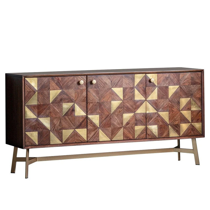 Tate 3 Door Sideboard in Brown and Gold