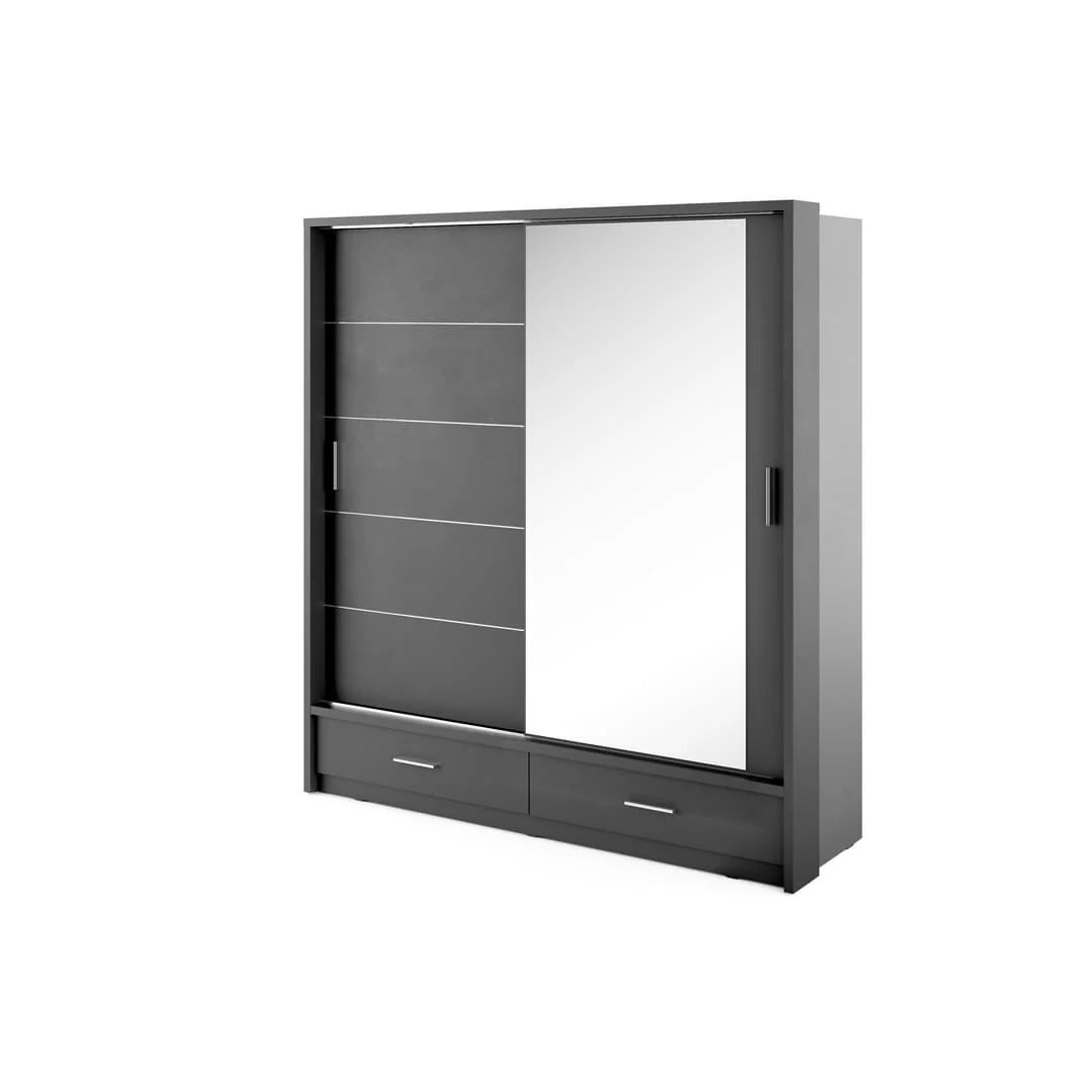 Arti AR-05 Sliding Door Wardrobe 200cm Black Matt with LED Light