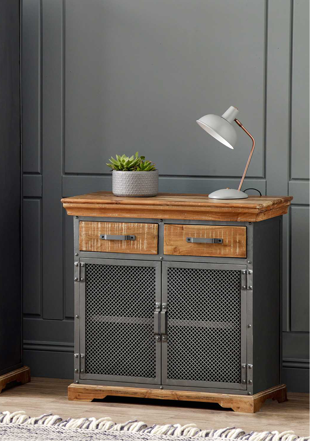 Metropolis Industrial 2 Drawer Cabinet / Sideboard