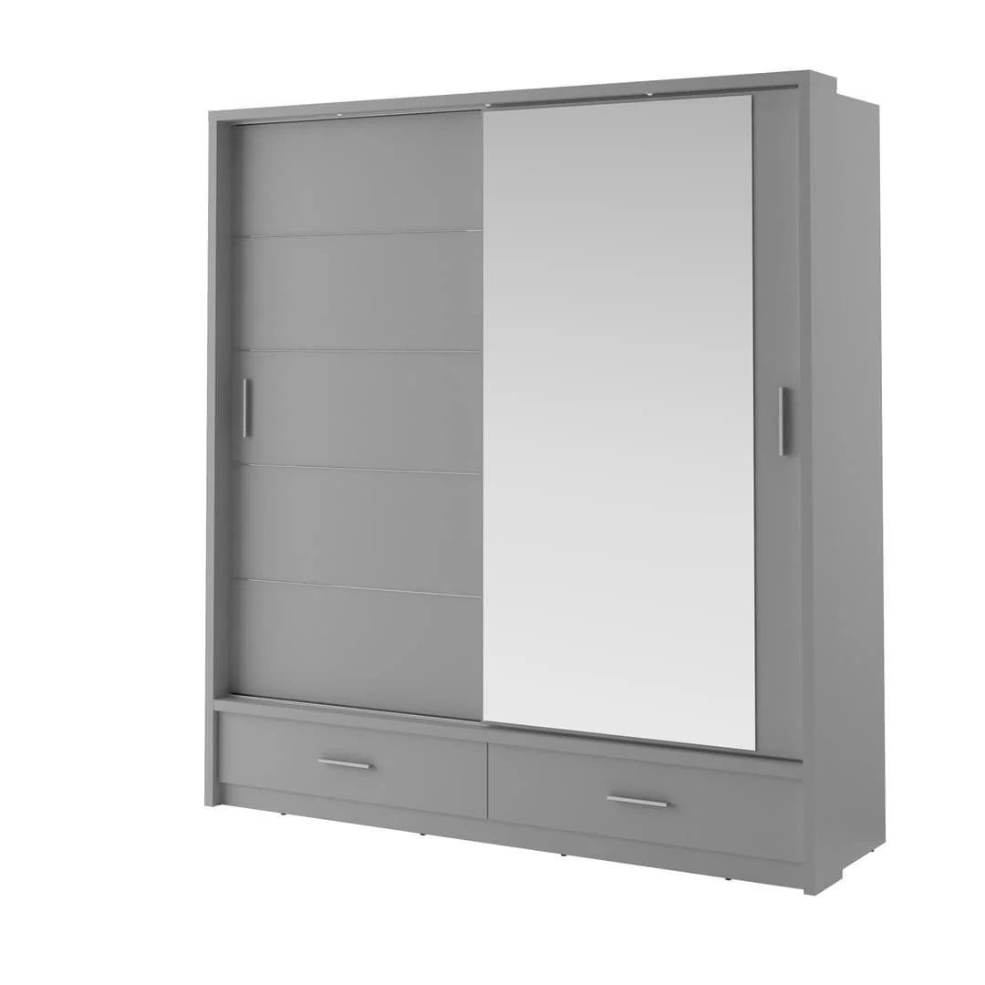 Arti AR-05 Sliding Door Wardrobe 200cm Grey Matt with LED Light