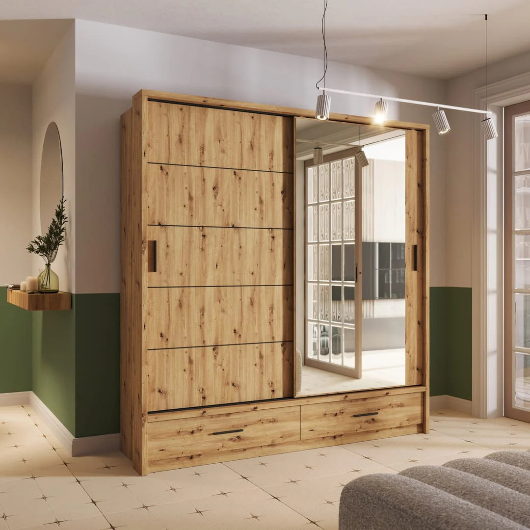Arti AR-05 Sliding Door Wardrobe 200cm Oak Artisan with LED Light