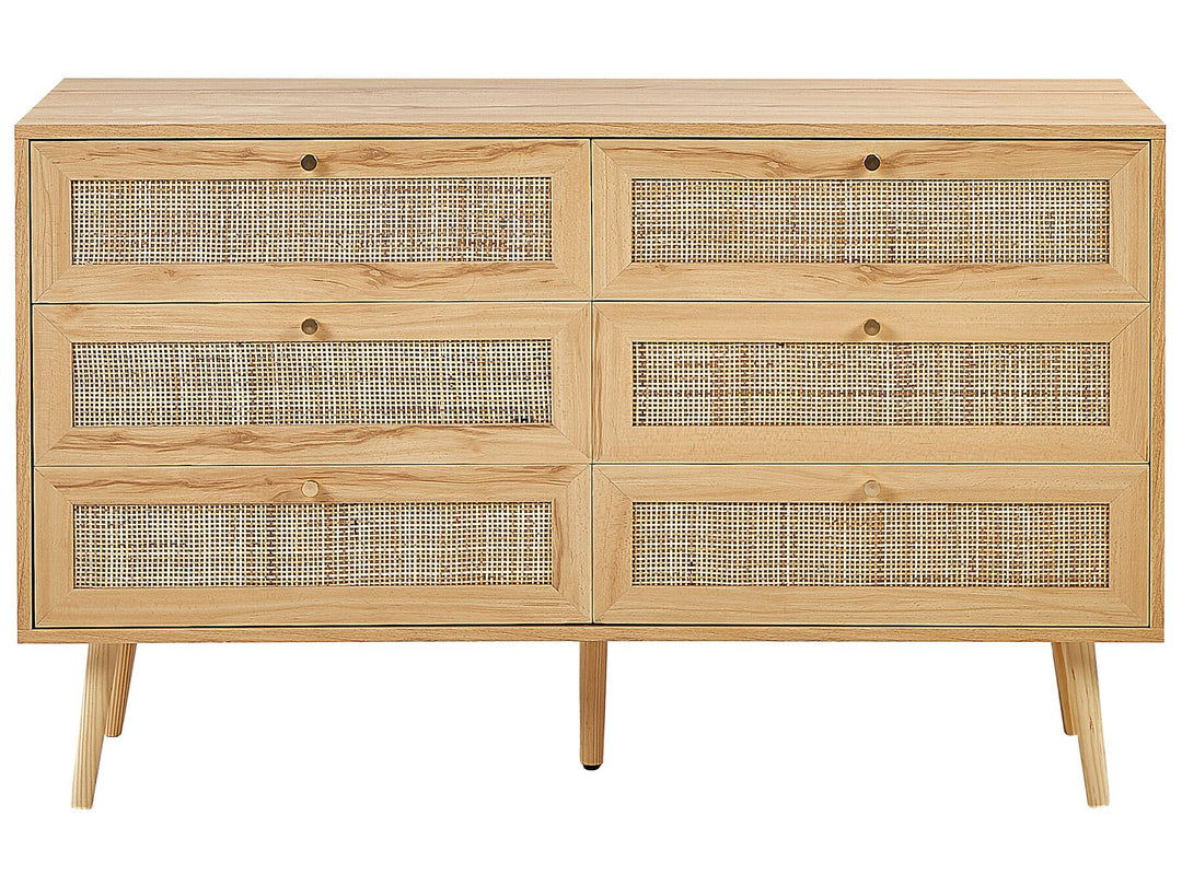 6 Drawer Chest Rattan Light Brown Caistor