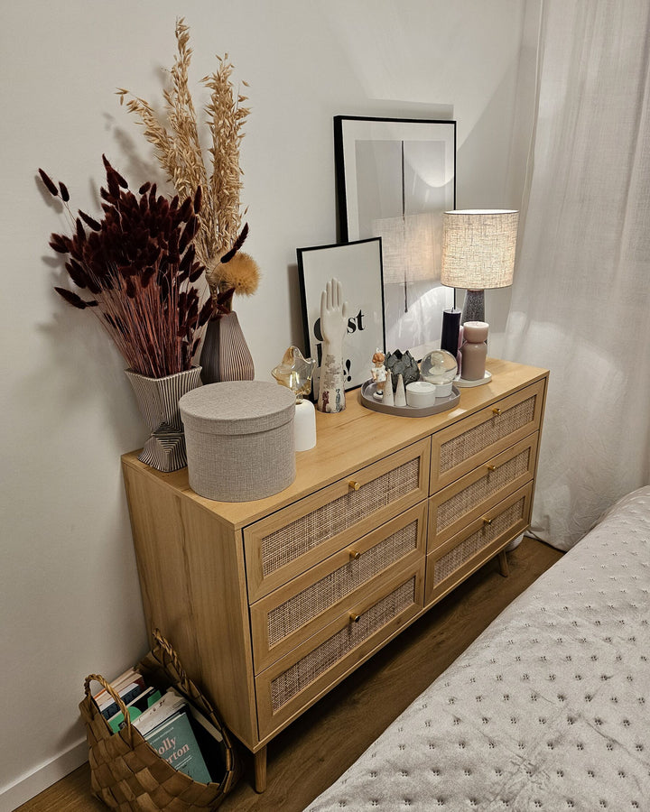 6 Drawer Chest Rattan Light Brown Caistor