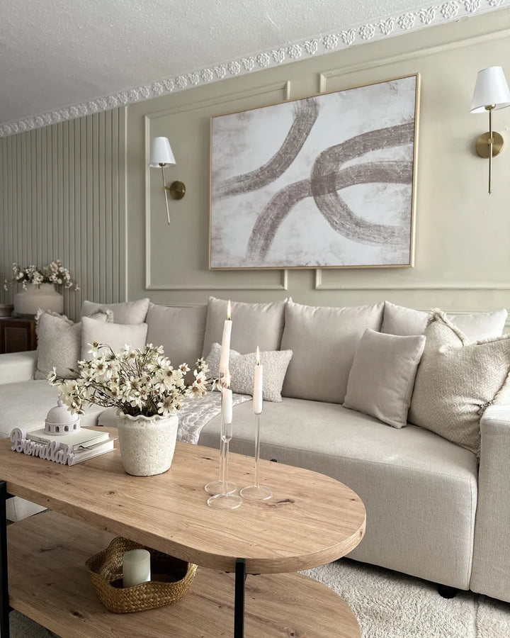 Corner Sofa Bed 3 Seater Fabric Light Beige with Storage Right Hand Vardie