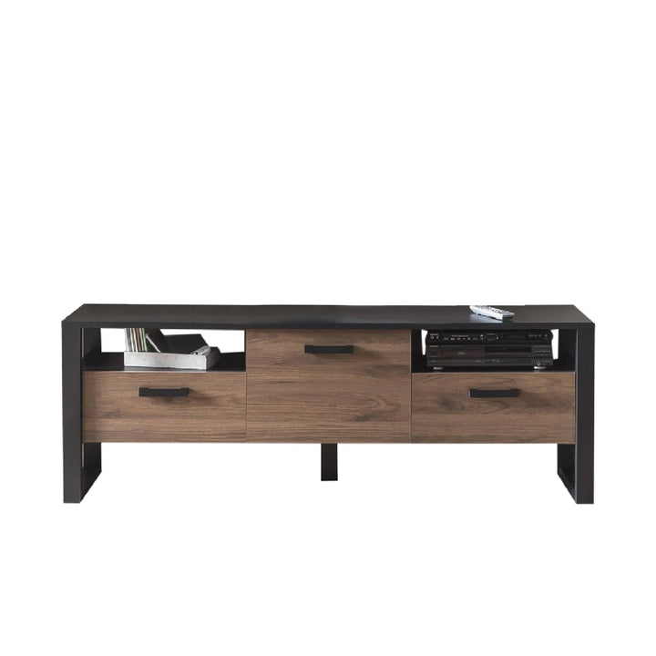 Nordi 03 TV Cabinet Okapi Walnut & Black Matt with Versatile Storage