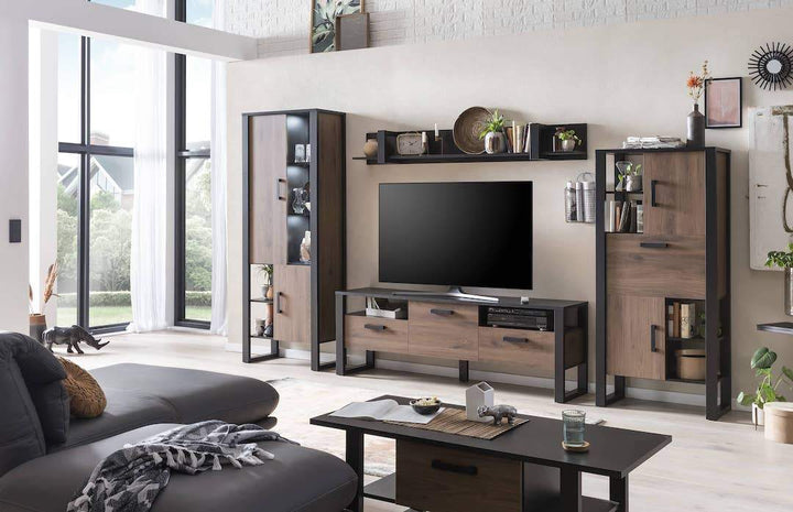 Nordi 03 TV Cabinet Okapi Walnut & Black Matt with Versatile Storage