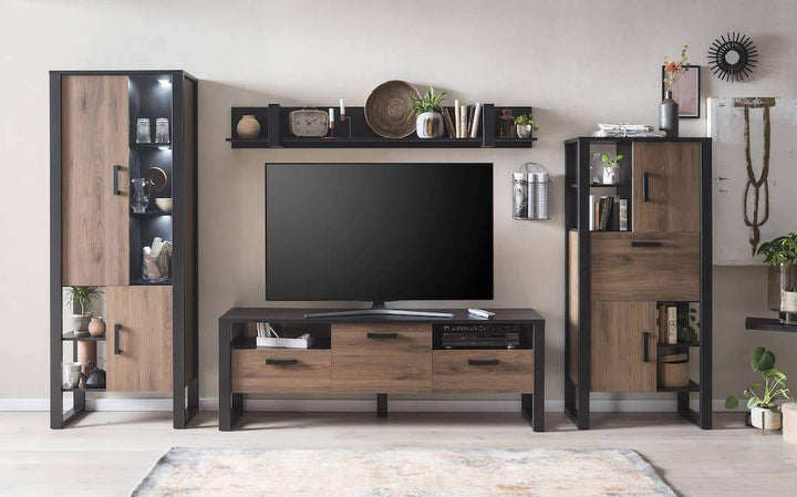 Nordi 03 TV Cabinet Okapi Walnut & Black Matt with Versatile Storage