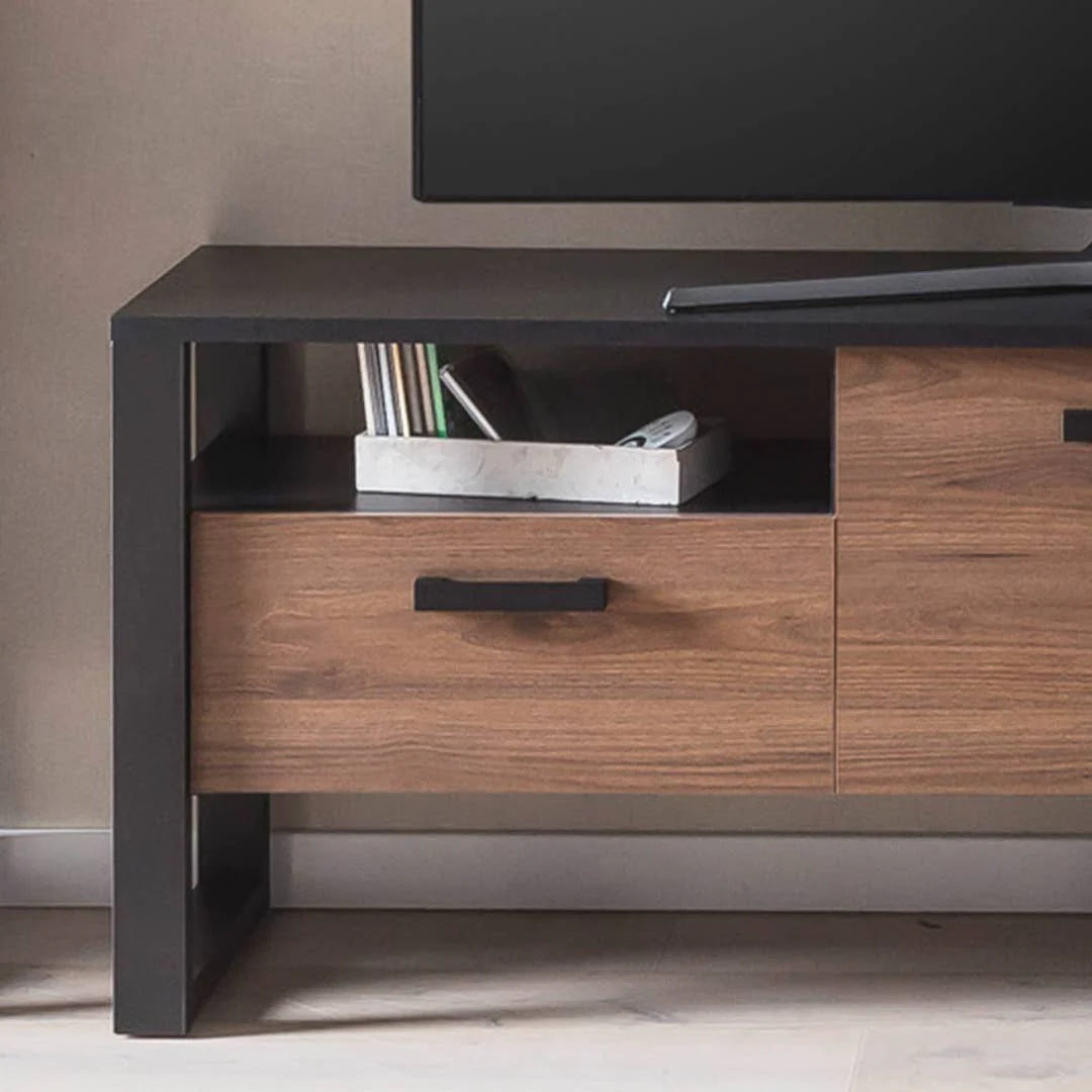 Nordi 03 TV Cabinet Okapi Walnut & Black Matt with Versatile Storage