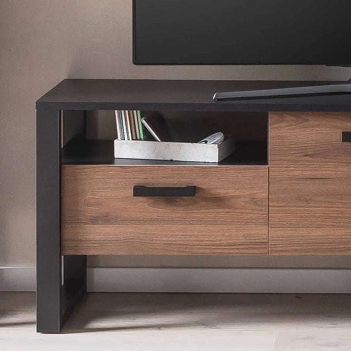 Nordi 03 TV Cabinet Okapi Walnut & Black Matt with Versatile Storage