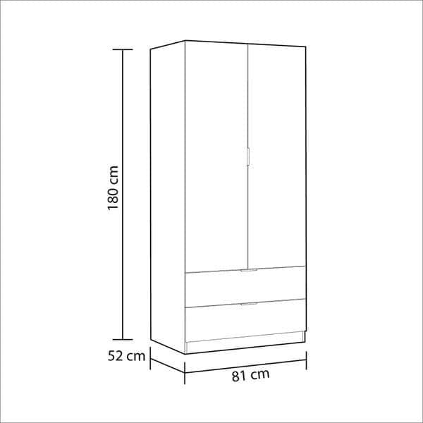 Mijah White 2-Door Drawer Wardrobe