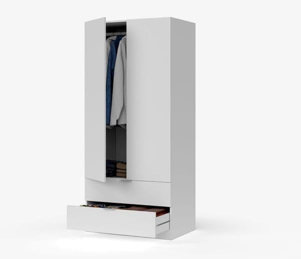 Mijah White 2-Door Drawer Wardrobe