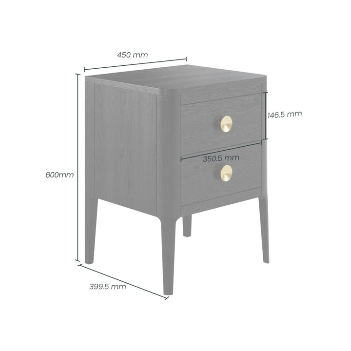 D.I. Designs Abberley Black Oak Wood & Gold Bedside Table | 2 Drawers