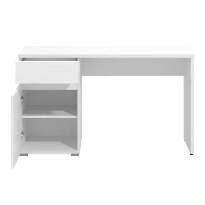 White office desk with drawers on a white background