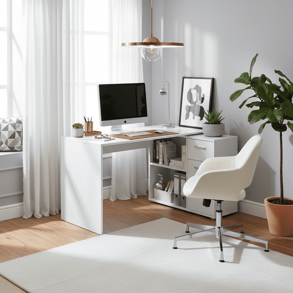 Ocelia Corner Flexi Desk White