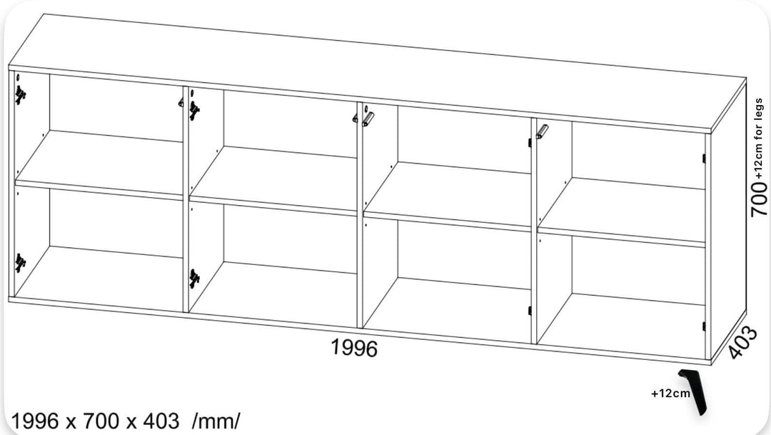 Enely Matte Black Wide 4 Door Sideboard