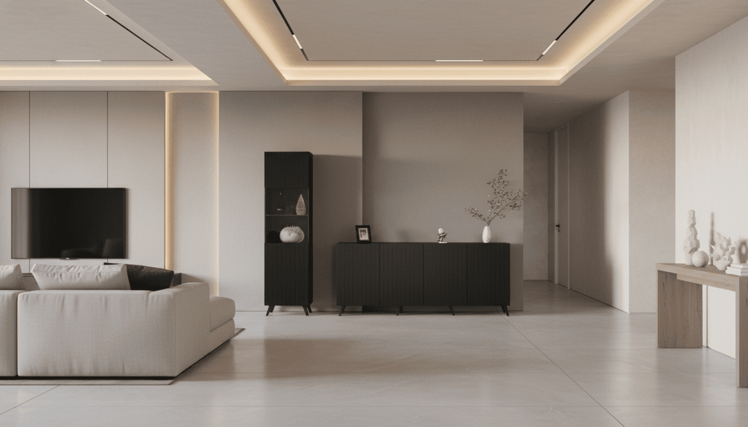 Enely Matte Black Wide 4 Door Sideboard