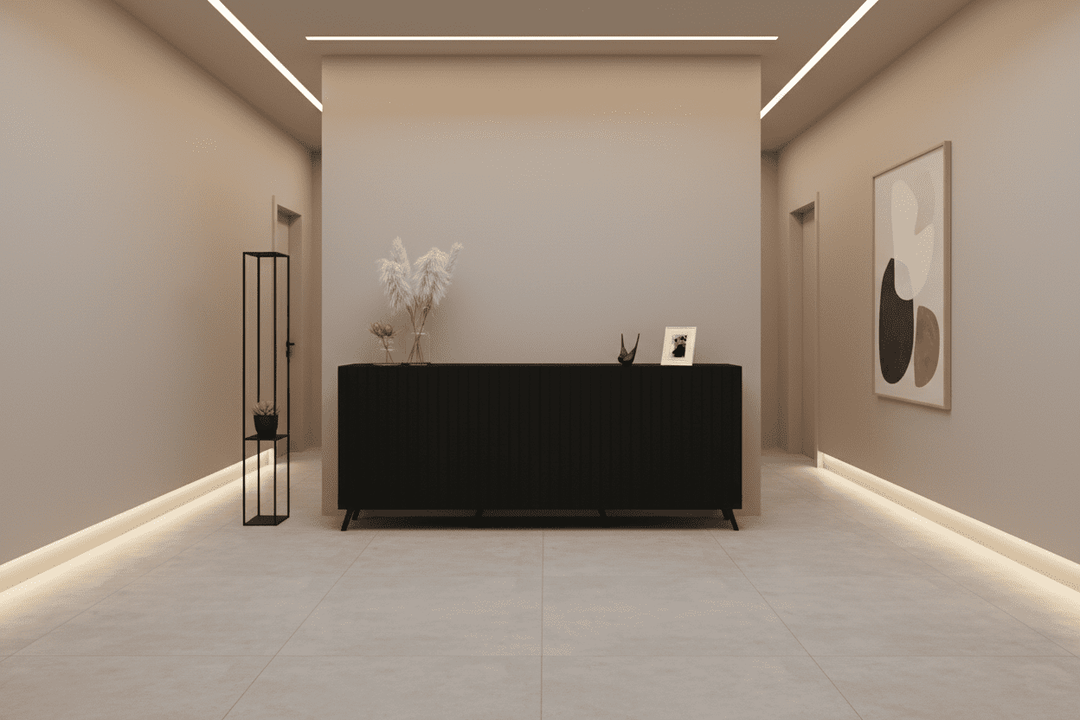 Enely Matte Black Wide 4 Door Sideboard