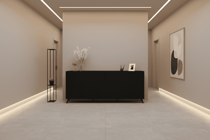 Enely Matte Black Wide 4 Door Sideboard