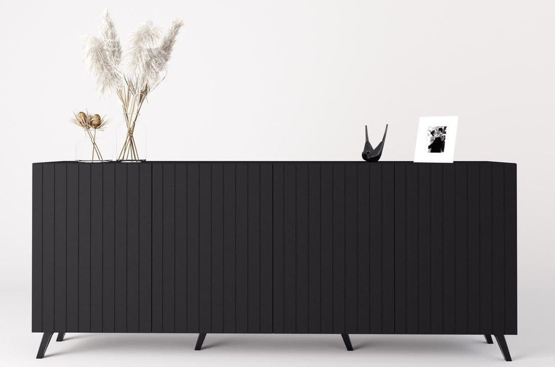 Enely Matte Black Wide 4 Door Sideboard