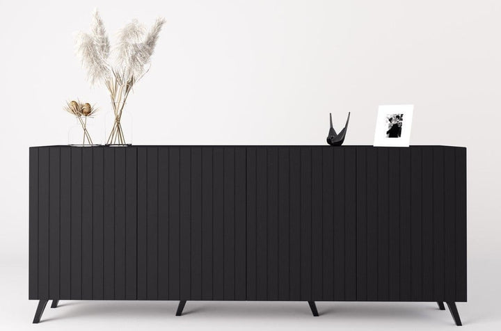 Enely Matte Black Wide 4 Door Sideboard