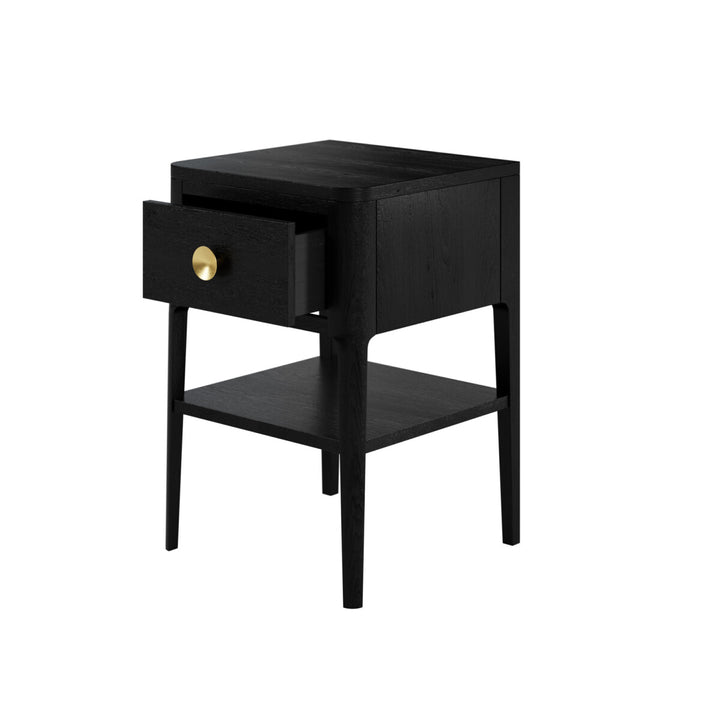 Abberley Black 1 Drawer Bedside Table
