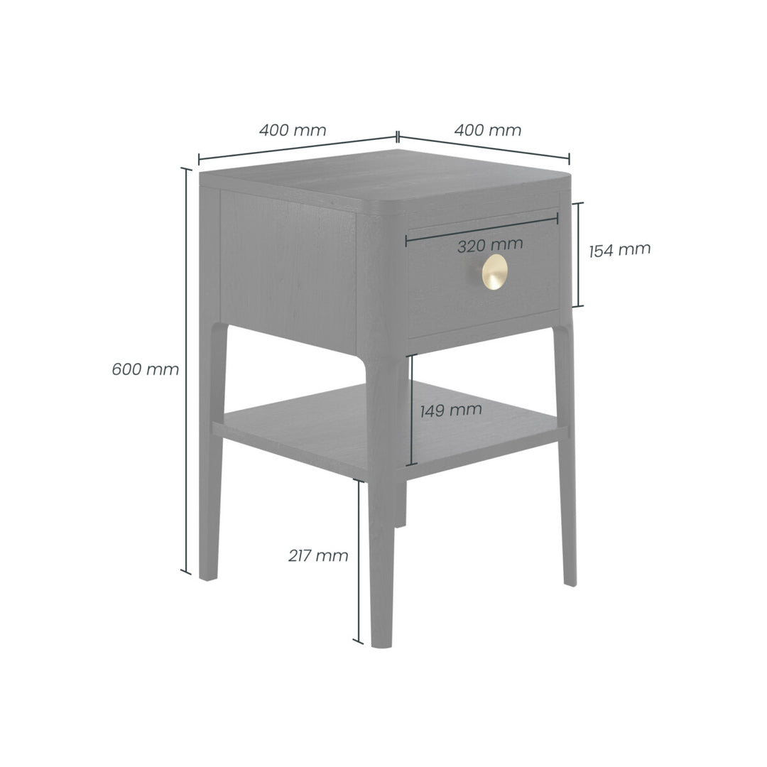 Abberley Black 1 Drawer Bedside Table