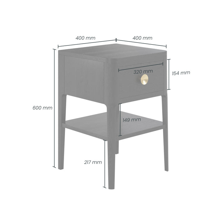 Abberley Black 1 Drawer Bedside Table