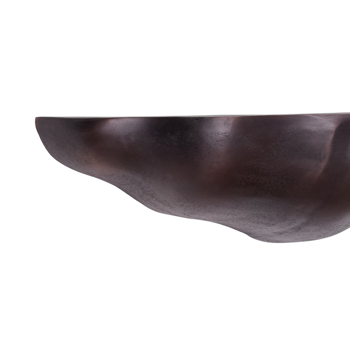 Dark brown wooden bowl on a white background