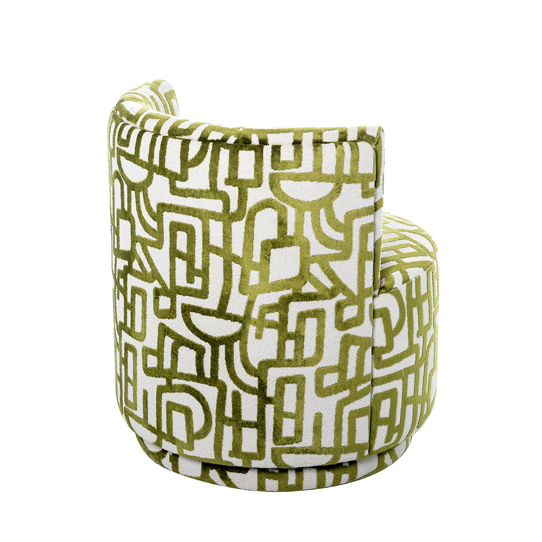 Green and white patterned bean bag chair on a white background