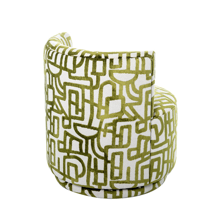 Green and white patterned bean bag chair on a white background