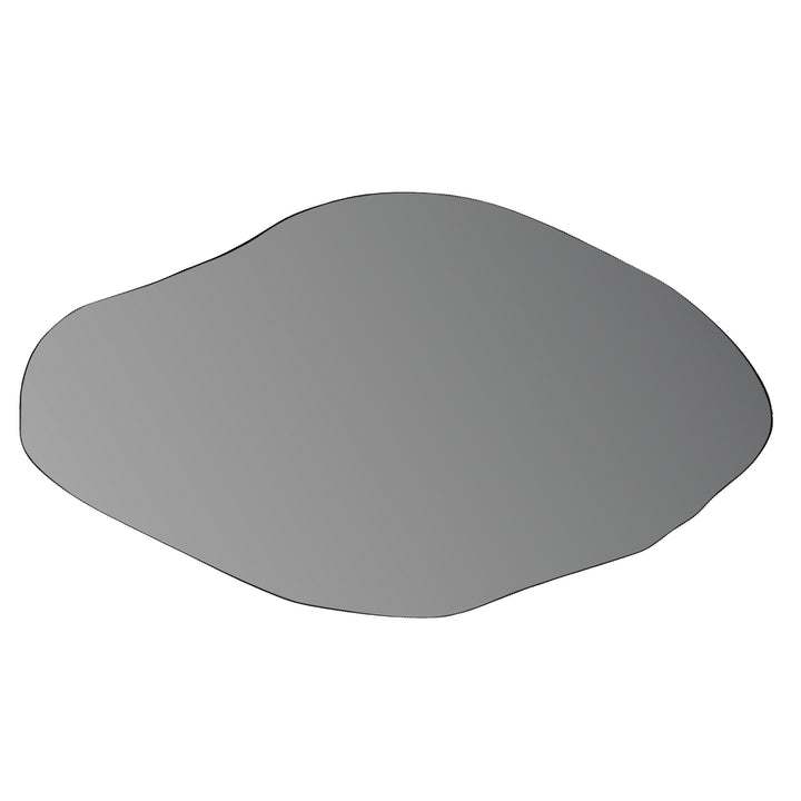 An irregularly shaped gray mirror or reflective glass panel with a dark outline, shown on a plain white background.
