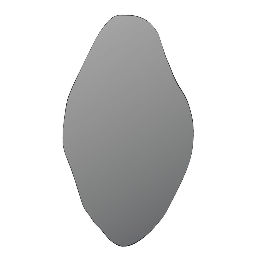 Gray, teardrop-shaped object on a white background