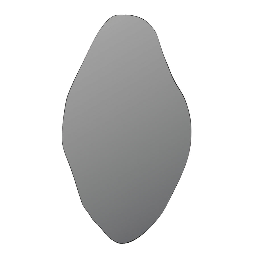 Gray, teardrop-shaped object on a white background