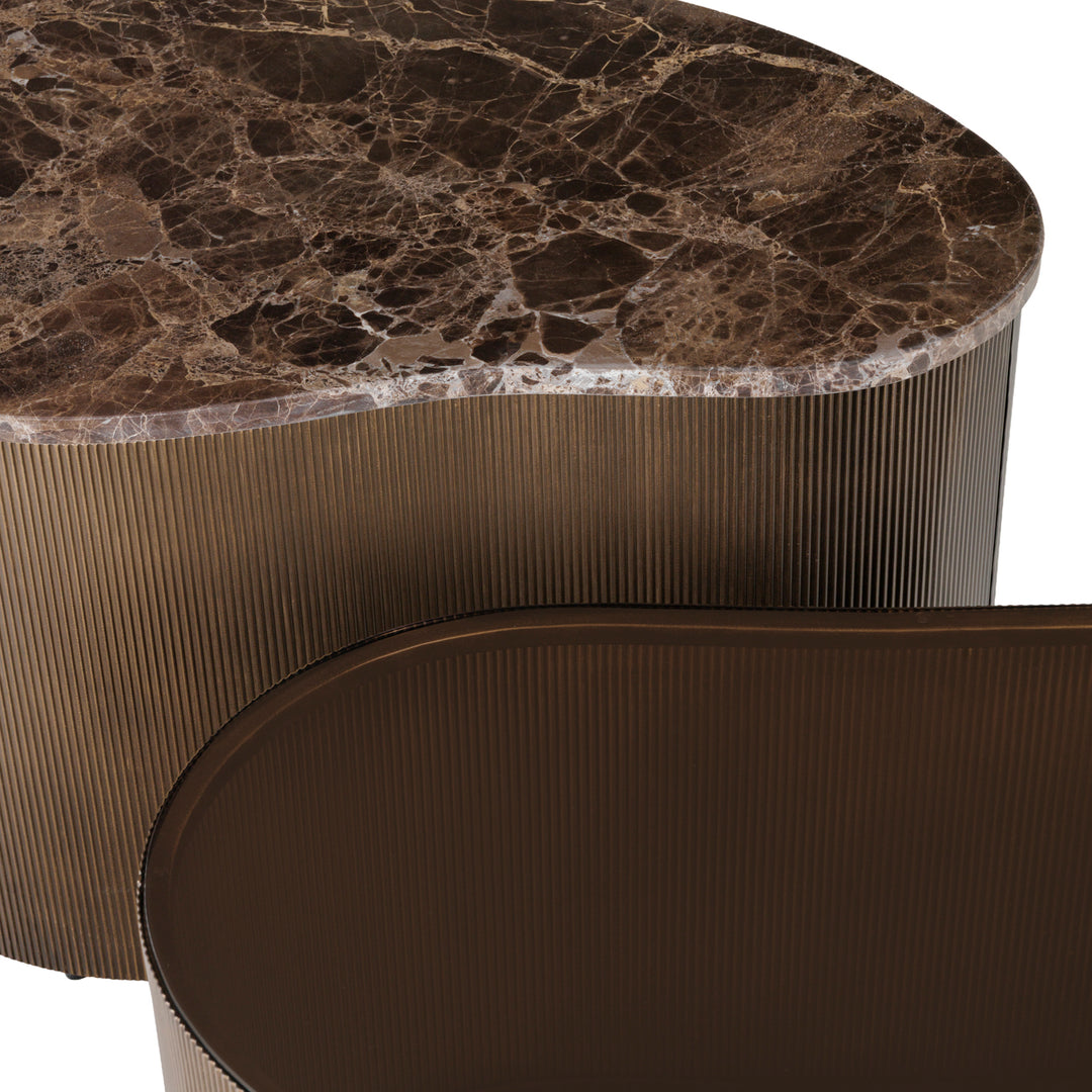 Libra Cloud Marble & Glass Set of 2 Coffee Tables