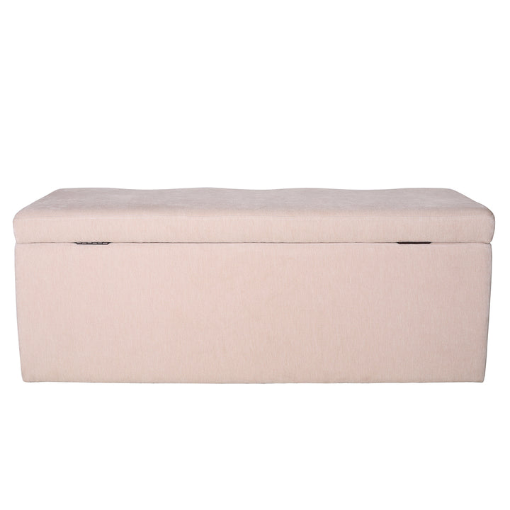 Beige storage bench on a white background