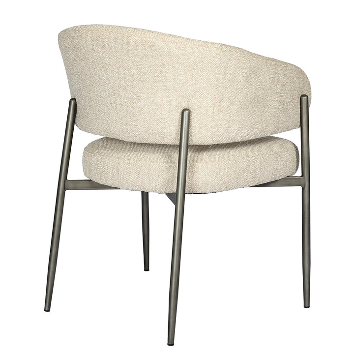Beige armchair with metal legs on a white background