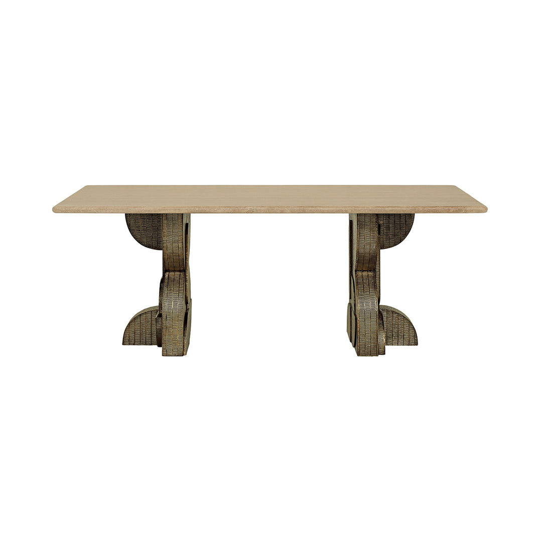 Wooden table with rustic legs on a white background